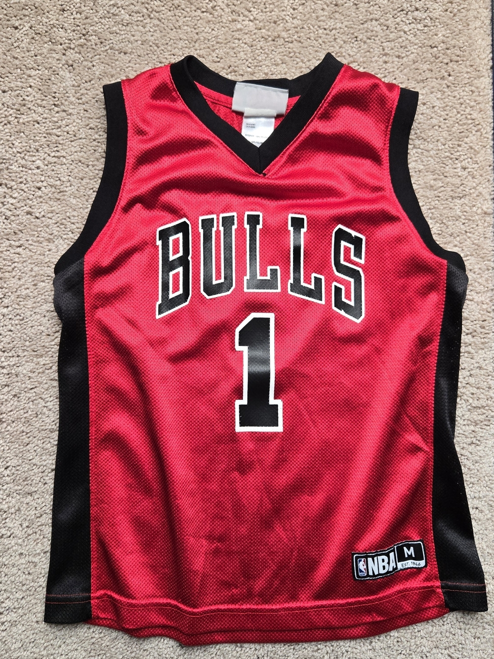 Kids NBA Red and Black Chicago Bulls Basketball Jersey #1 ROSE